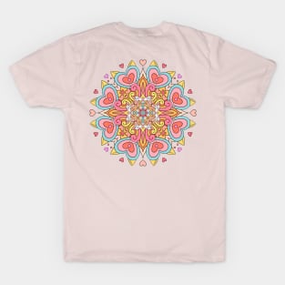 Cute cat mandala with hearts T-Shirt